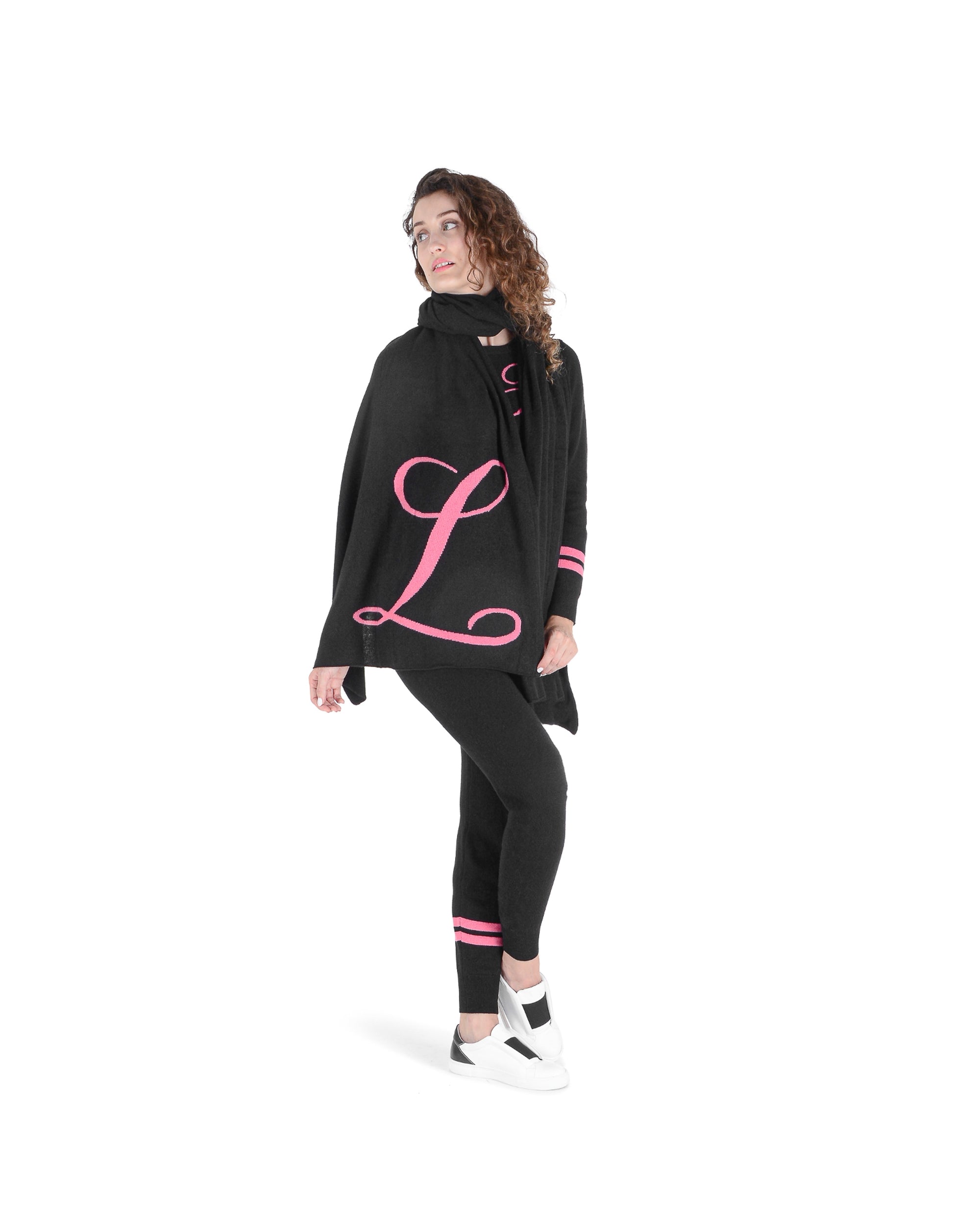 Sciarpa monogrammata Dee Ocleppo DEAN VILLAGE NERO L