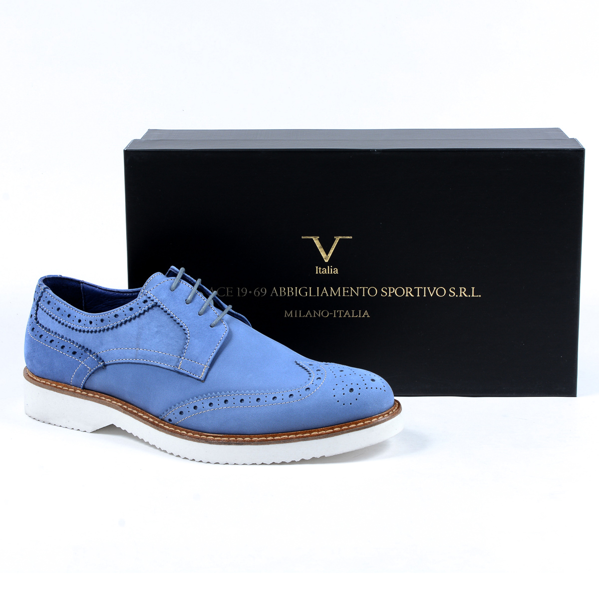 V 1969 Italia Scarpe Oxford Brogue da uomo Blu PEDRO