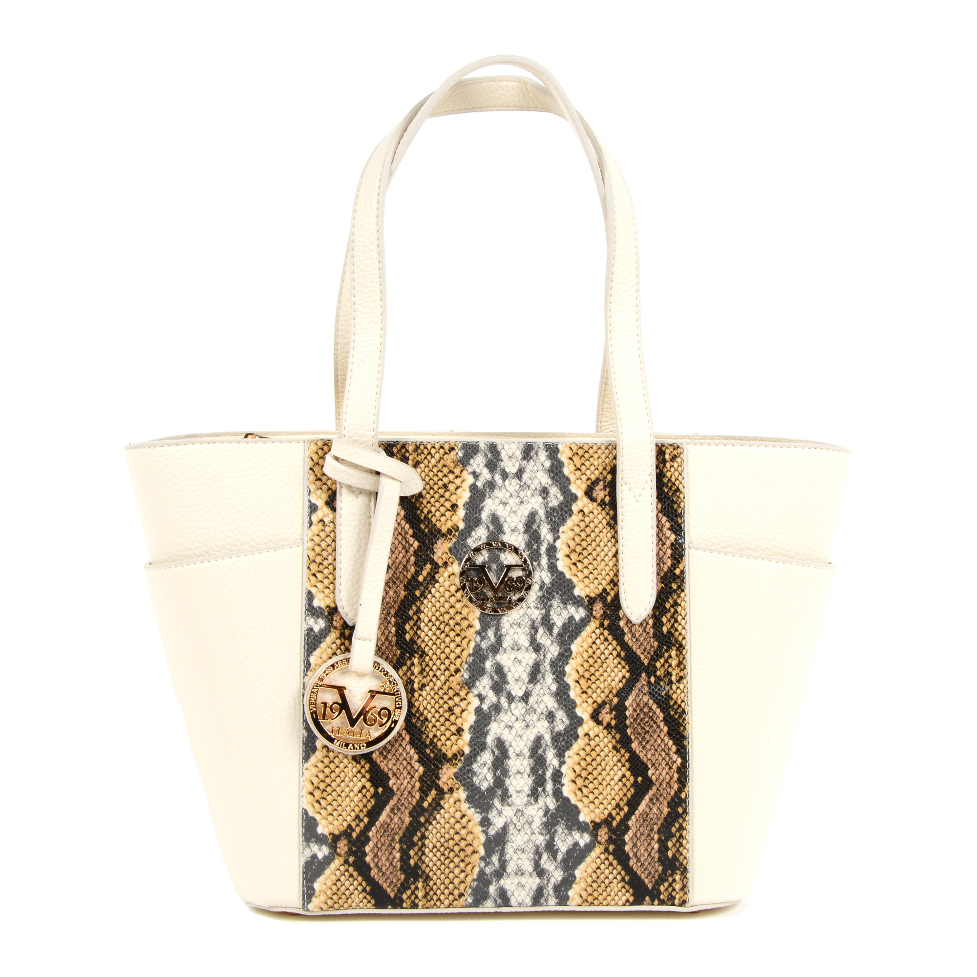 19V69 Italia Borsa da donna Beige 8003 PYTHON CREAM
