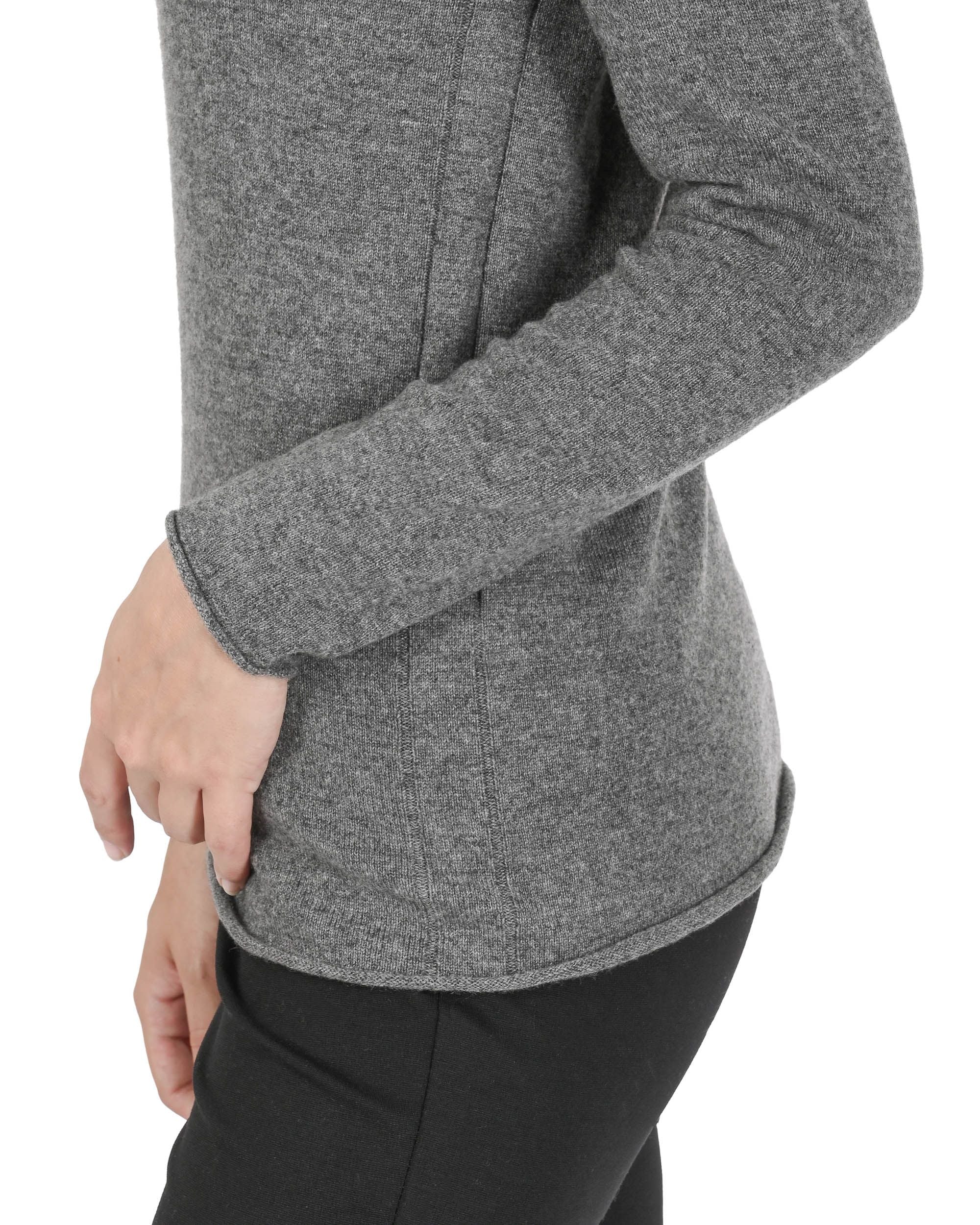 Maglione da donna con scollo a V in cashmere Crown of Edinburgh COE 0022 GRIGIO