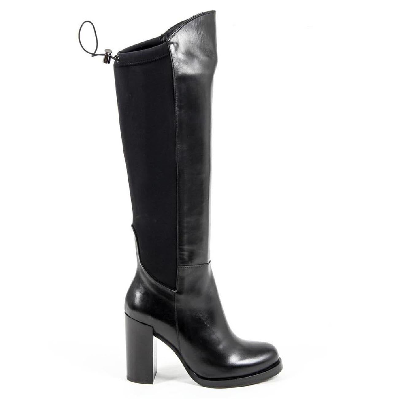 Stivale alto da donna V 1969 Italia B2406 VITELLO NERO LICRA NERO