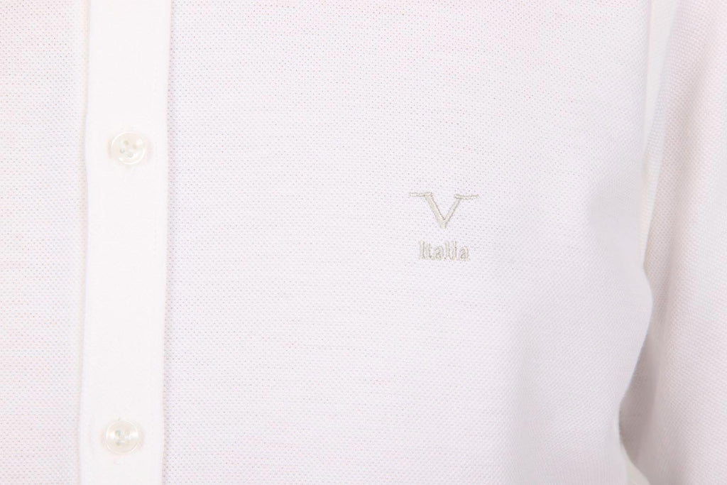 V 1969 Italia camicia da uomo a maniche lunghe Paris Piquet Bianco