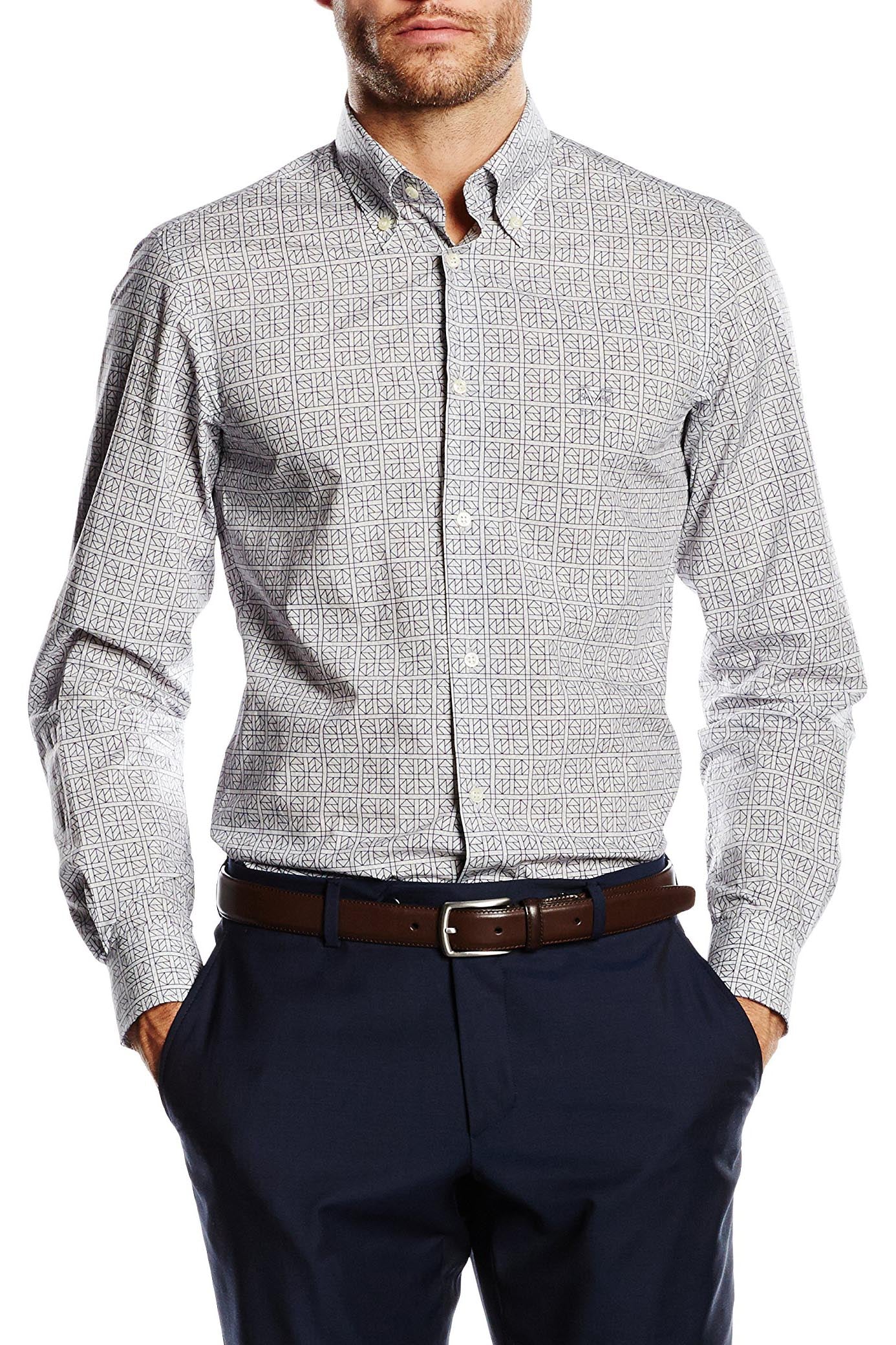 Camicia da uomo slim fit con bottoni e collo alto V 1969 Italia SBD09