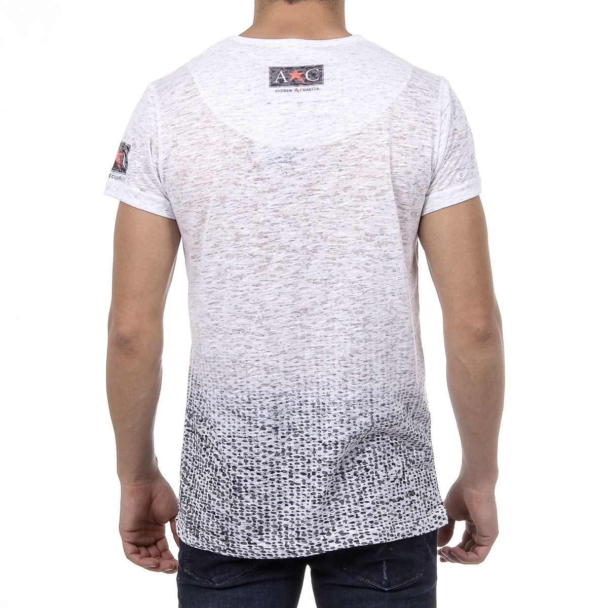 Andrew Charles T-shirt da uomo a maniche corte con scollo rotondo, bianca LEVI