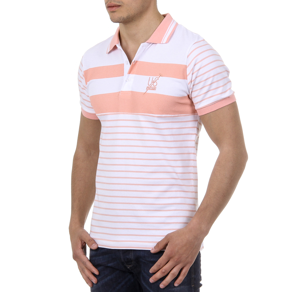 Polo da uomo a maniche corte Ufford & Suffolk Polo Club US006 ROSA