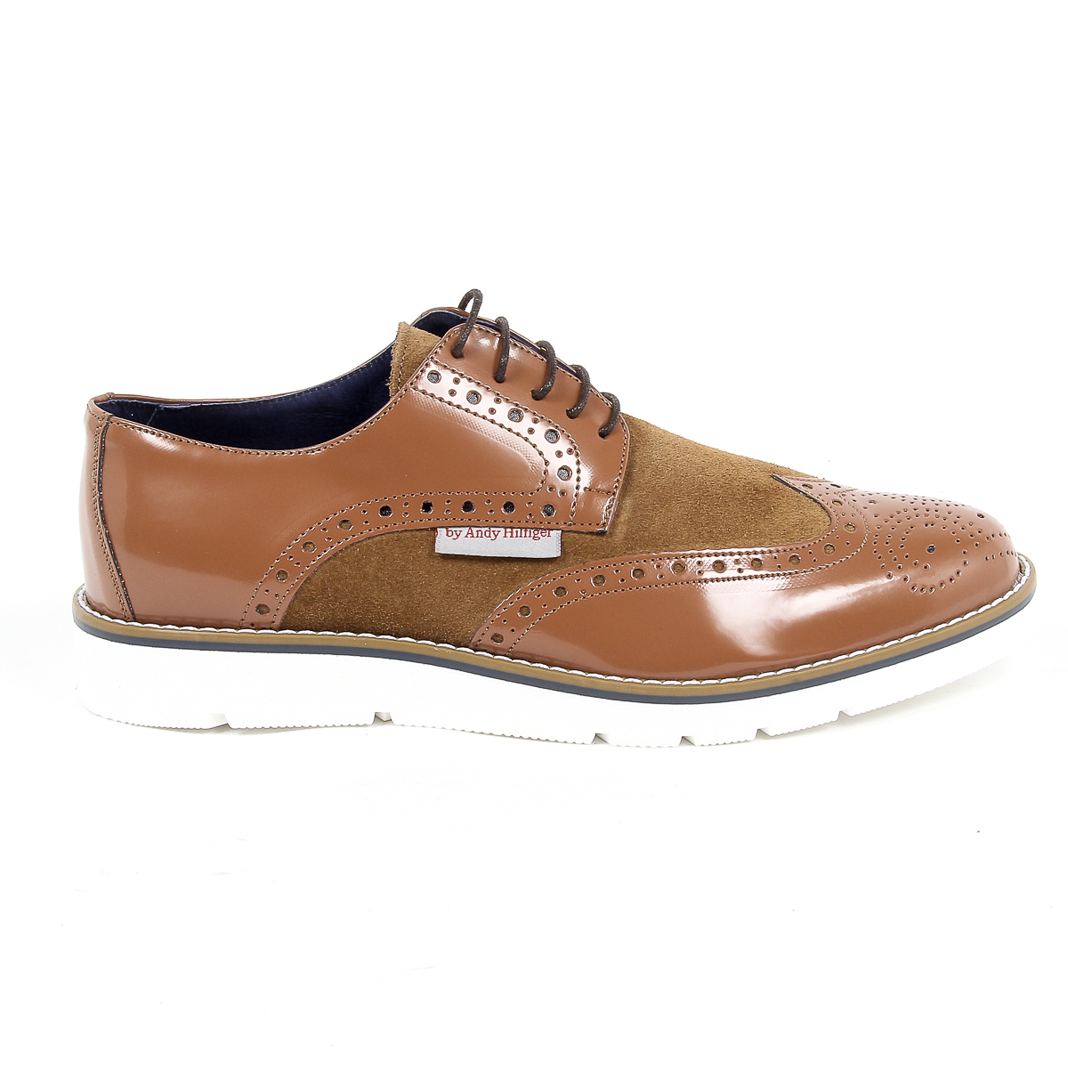 Andrew Charles Mens Brogue Oxford Shoe 914 ABRASIVATO CAMOSCIO COGNAC