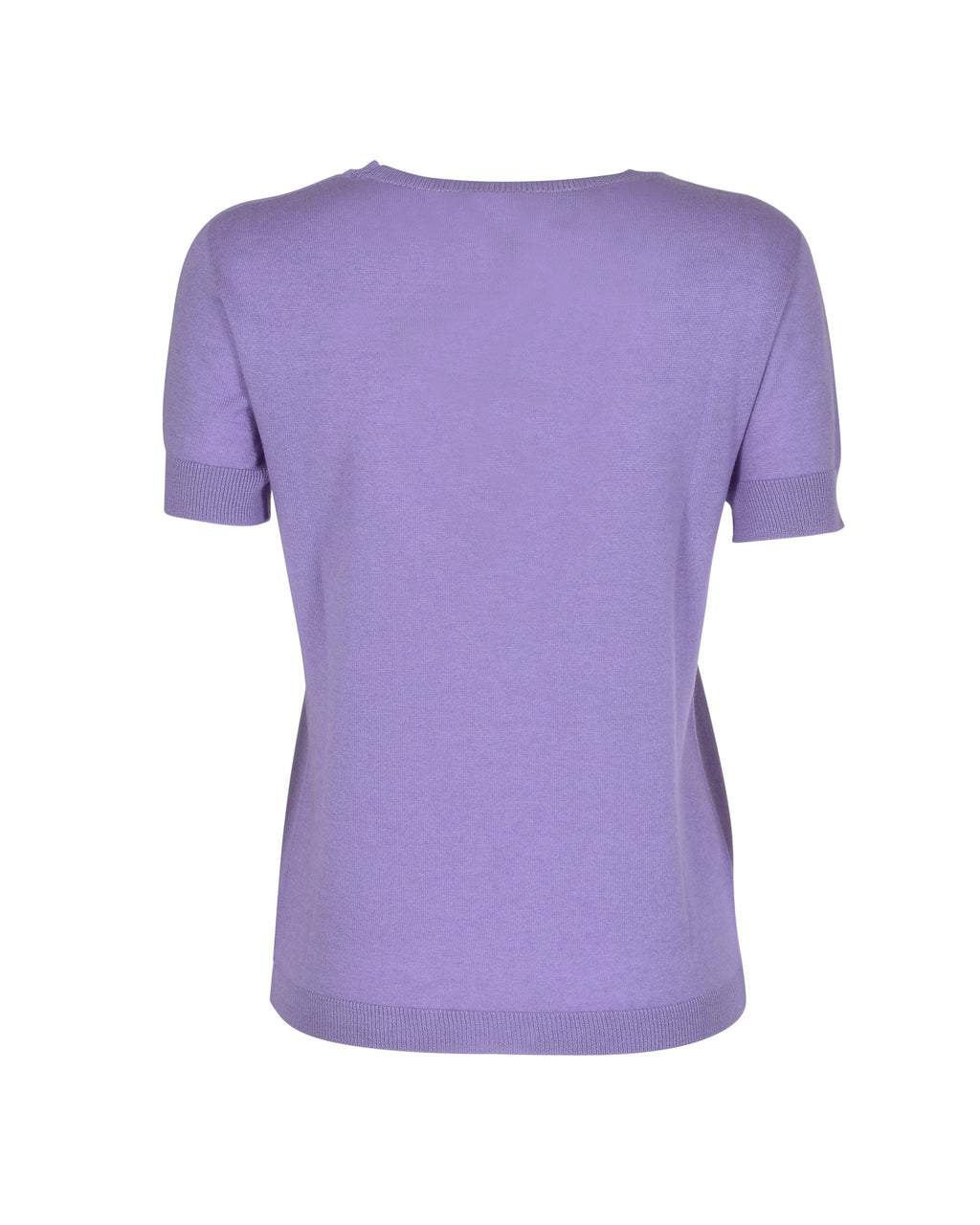 Maglia girocollo estiva in cashmere - Manica corta - Lilla