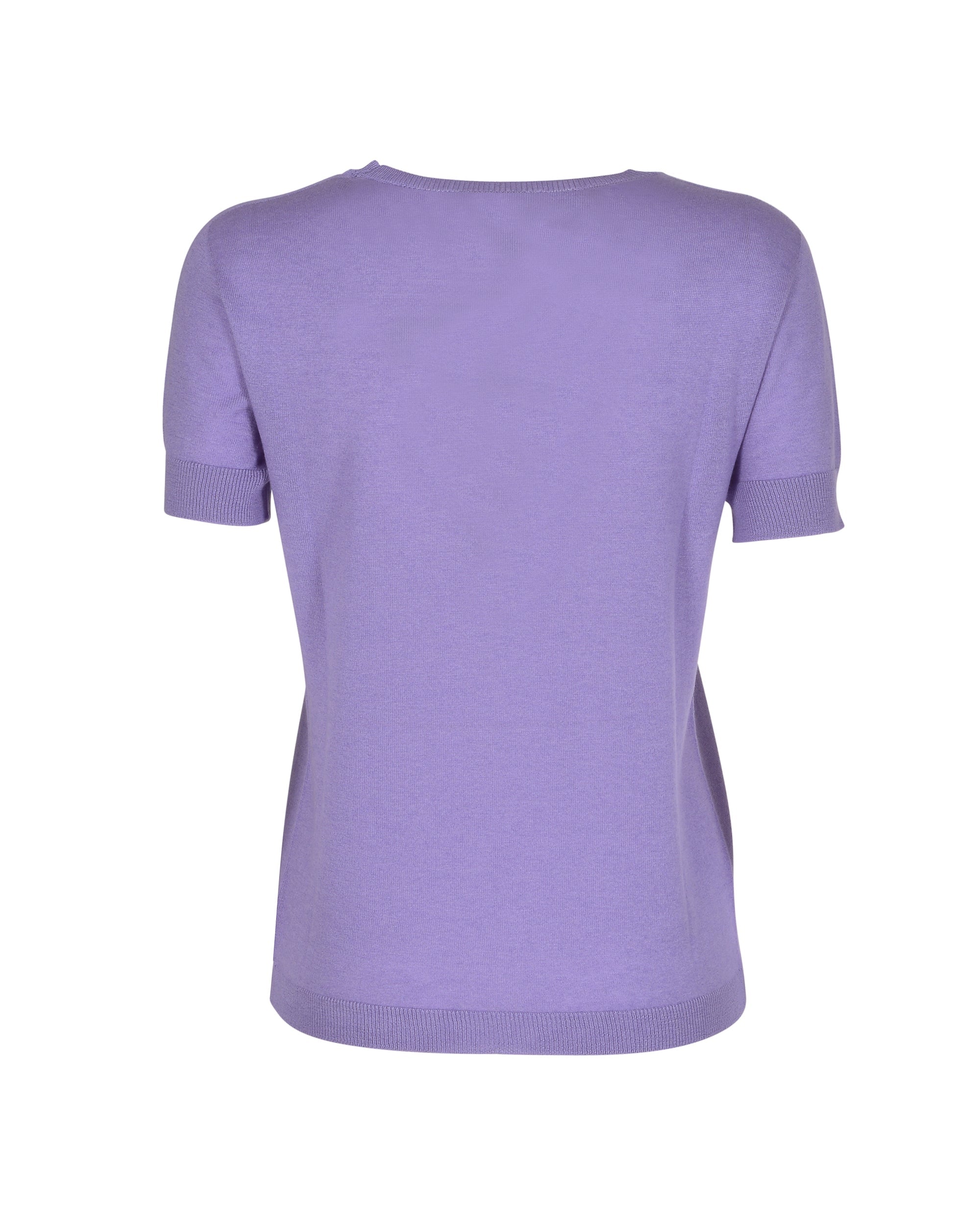 Maglia girocollo estiva in cashmere - Manica corta - Lilla