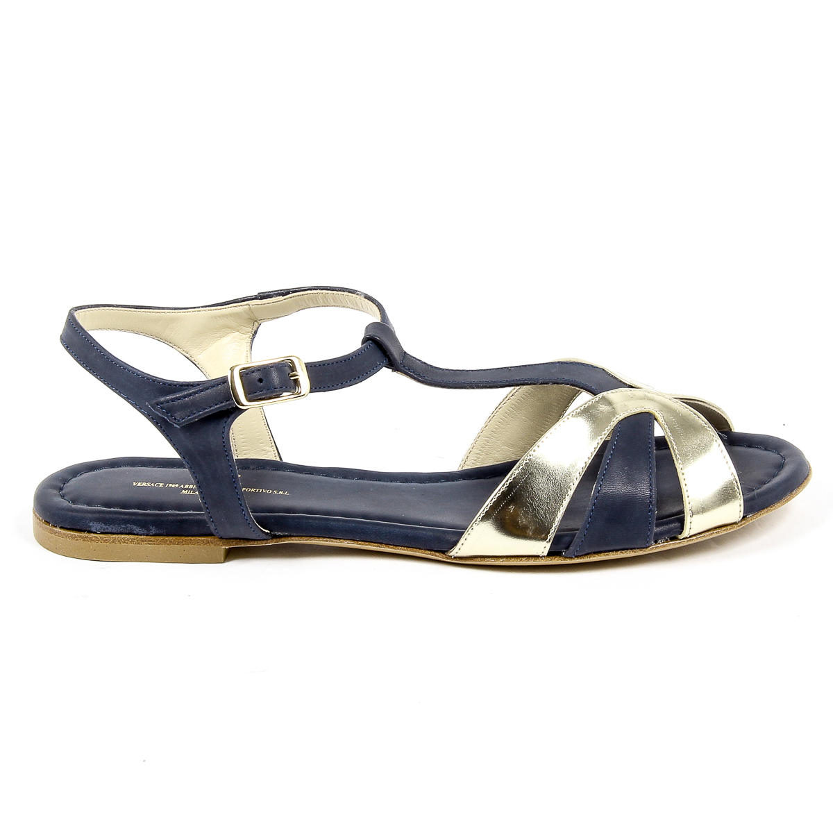 V 1969 Italia Sandalo piatto da donna blu GRAZIA