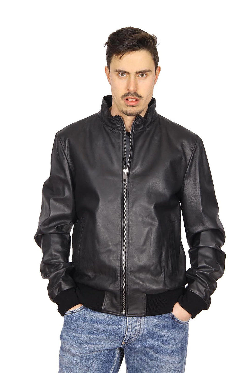 Giacca in pelle da uomo Dolce & Gabbana G9EN2L FUL3A N0000