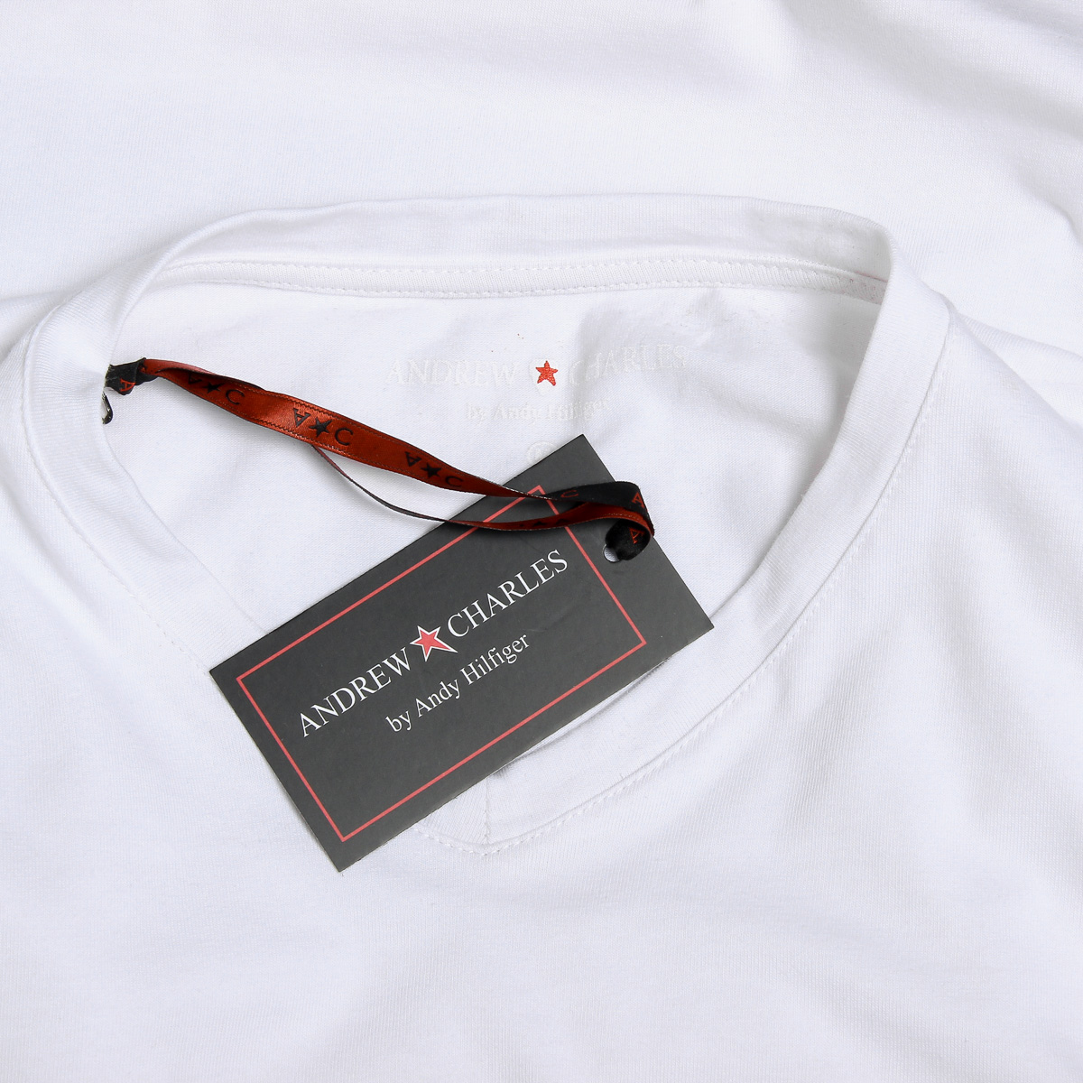 Andrew Charles T-shirt da uomo a maniche corte con scollo a V bianca KENAN