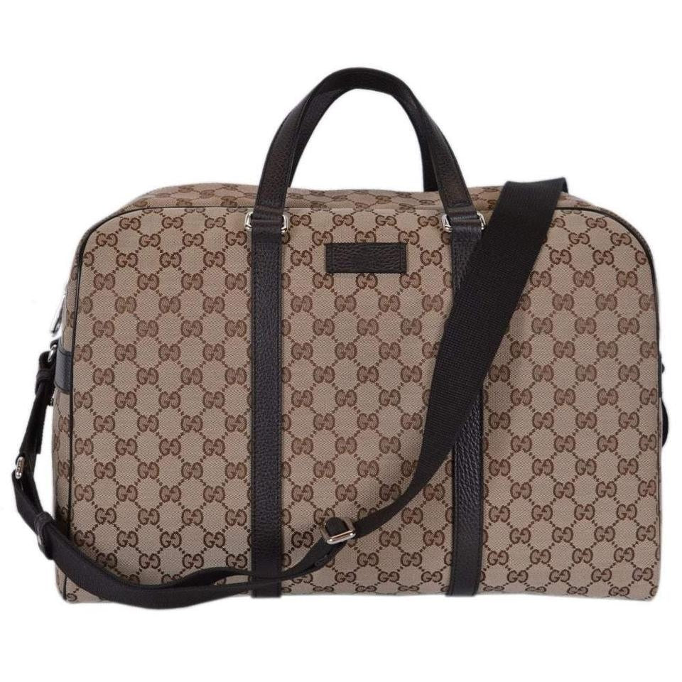 Borsa da viaggio grande Gucci GG in tela originale beige marrone