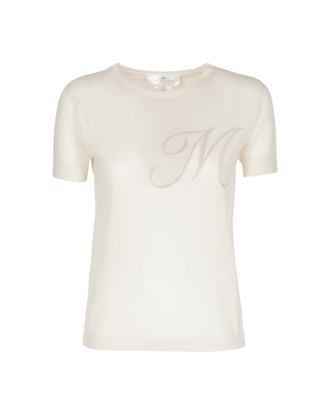 Maglia girocollo estiva in cashmere - Manica corta - Avorio