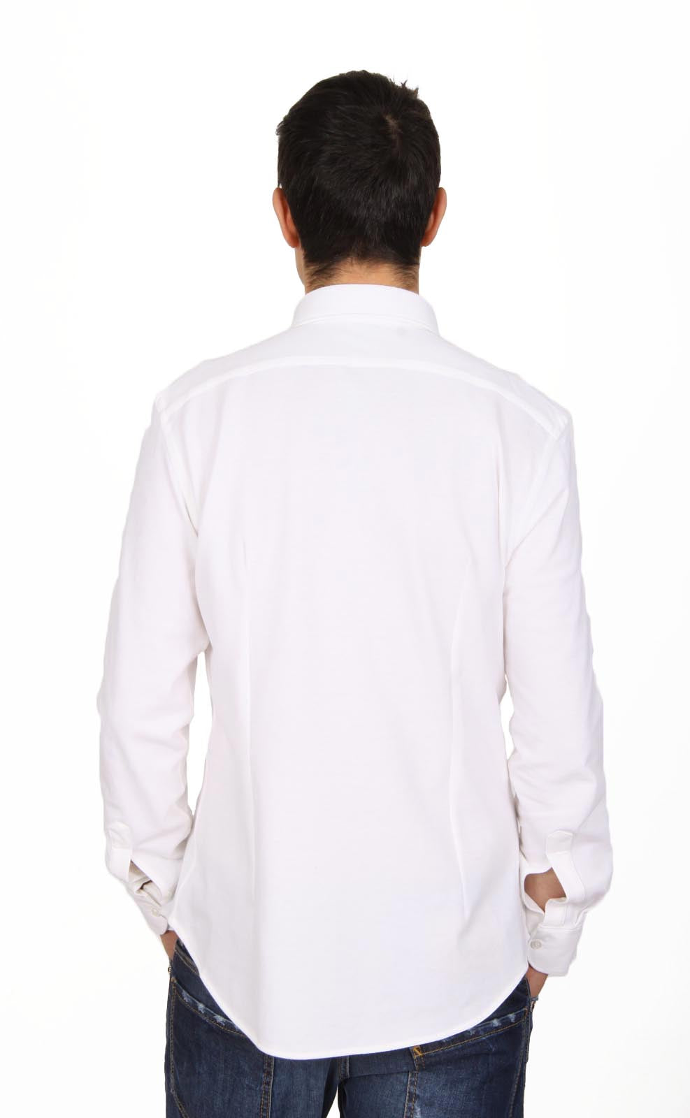V 1969 Italia camicia da uomo a maniche lunghe Paris Piquet Bianco