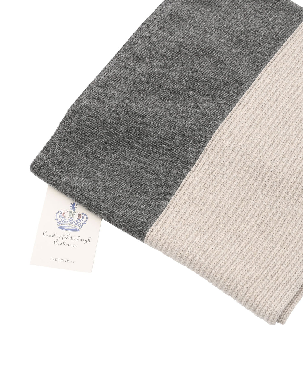 Sciarpa da donna in cashmere Crown of Edinburgh COE 0052 GRIGIO SCURO BEIGE