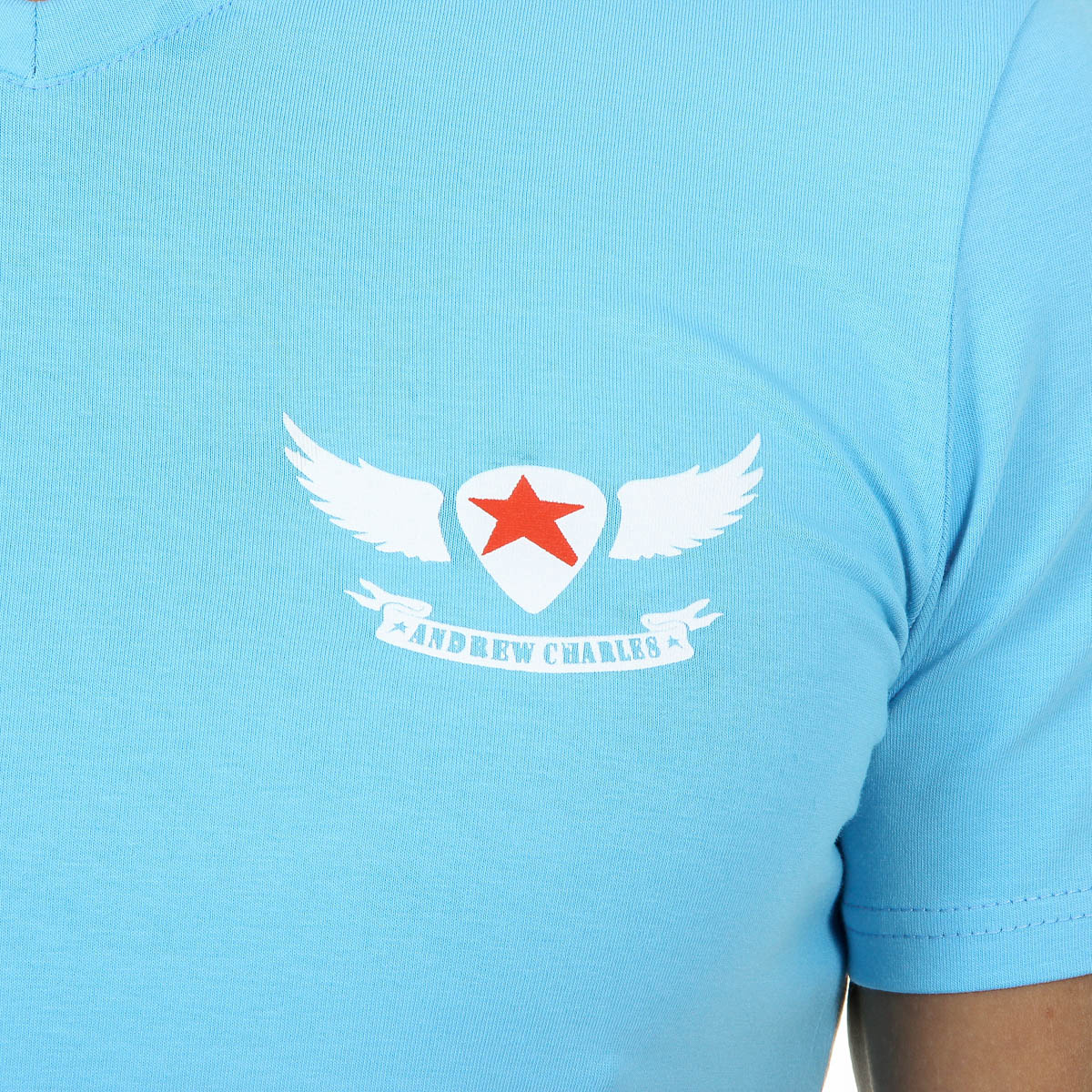 Andrew Charles T-shirt da uomo a maniche corte con scollo a V, colore azzurro KENAN