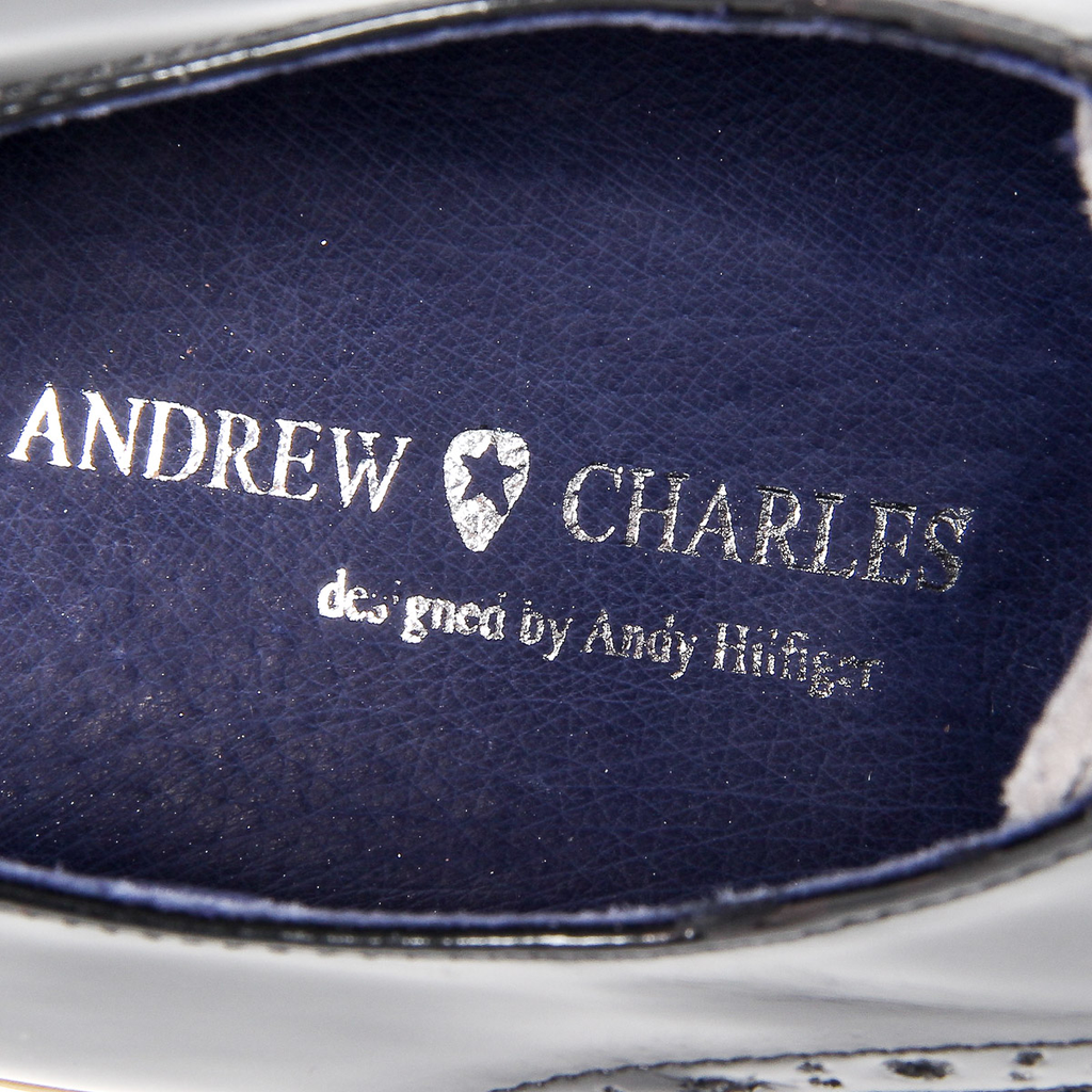 Andrew Charles Mens Brogue Oxford Shoe 914 ABRASIVATO CAM NERO GRIGIO