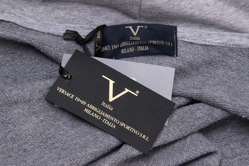 Felpa con cappuccio da uomo V 1969 Italia con cerniera ART. 4468 GRIGIO CHIARO