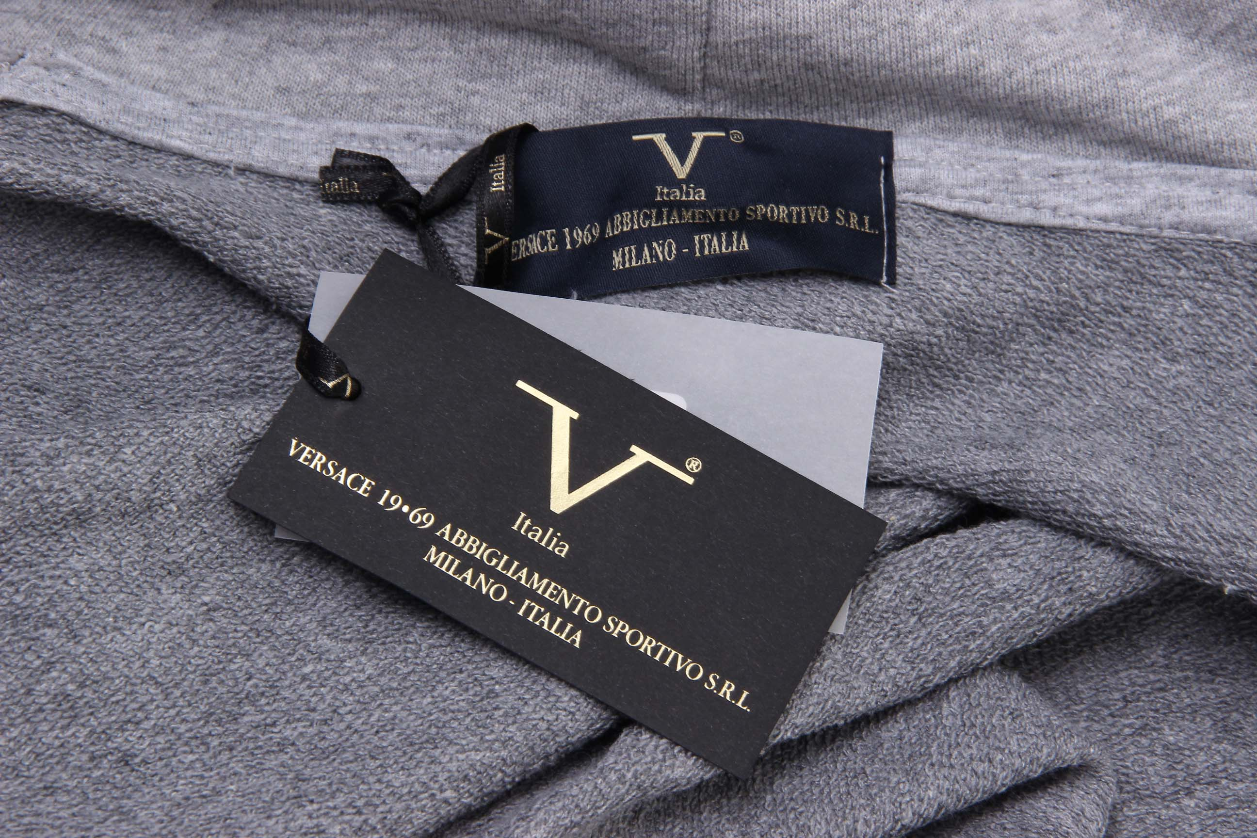 Felpa con cappuccio da uomo V 1969 Italia con cerniera ART. 4468 GRIGIO CHIARO