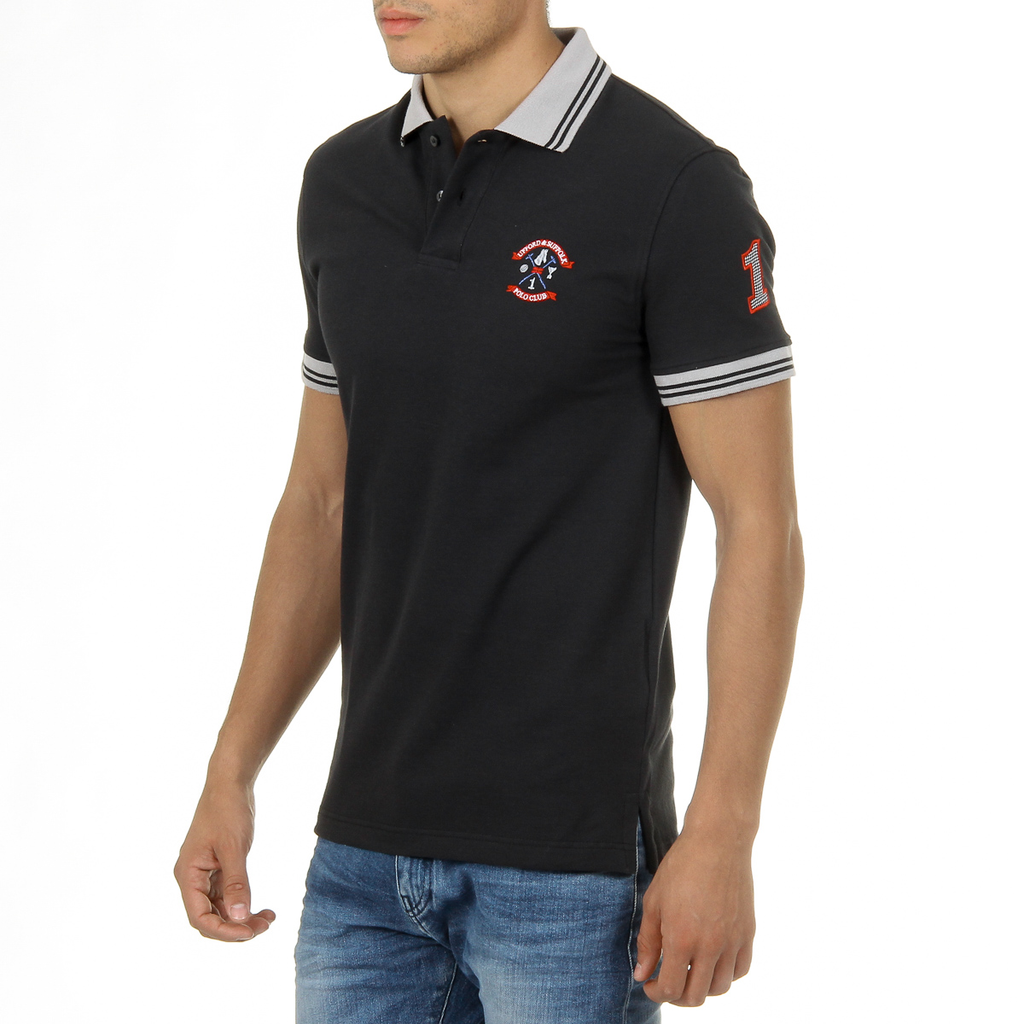 Polo da uomo a maniche corte Ufford & Suffolk Polo Club nera ENIGMA
