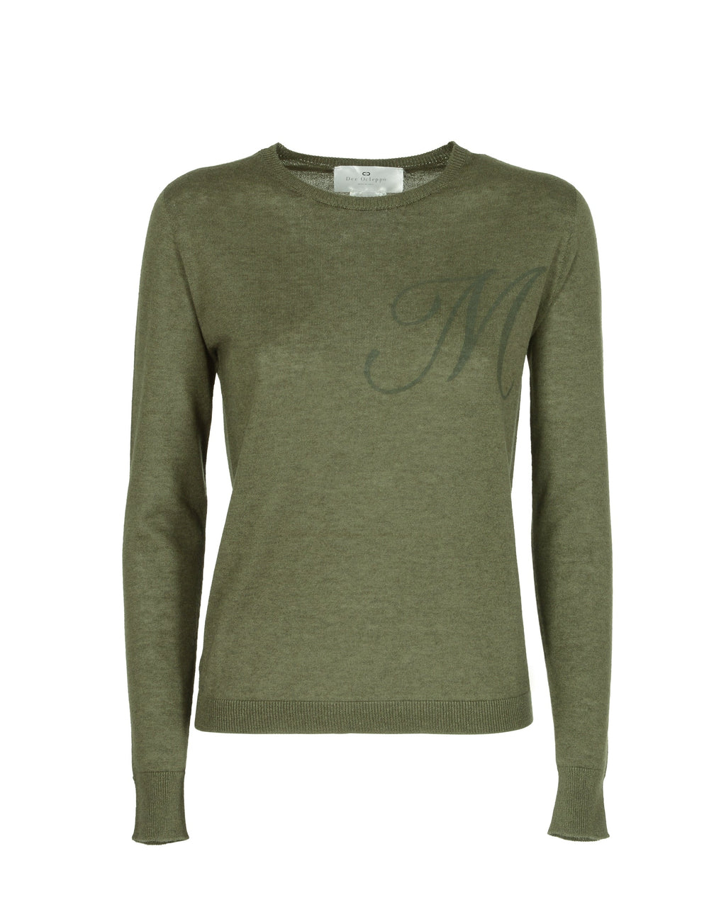 Maglia girocollo in cashmere estivo - Manica lunga - Verde
