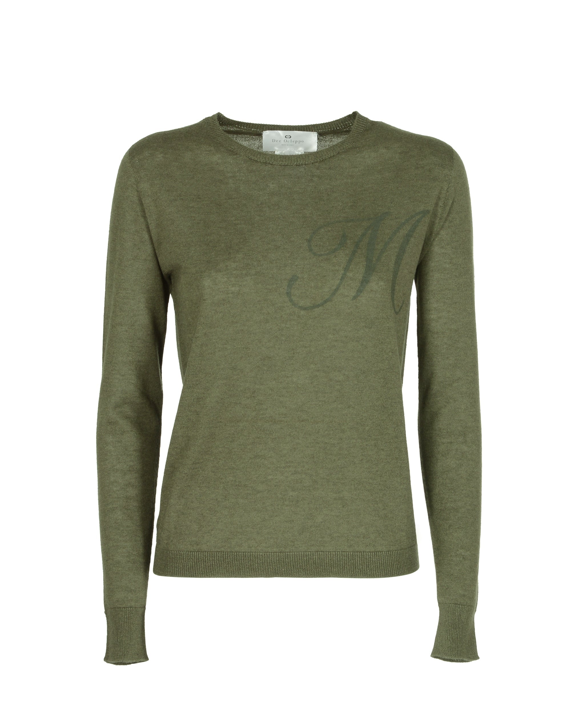 Maglia girocollo in cashmere estivo - Manica lunga - Verde