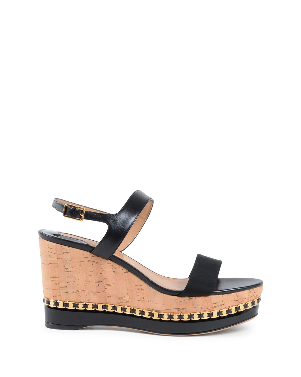 Sandalo con zeppa da donna Salvatore Ferragamo Nero MOLLIE