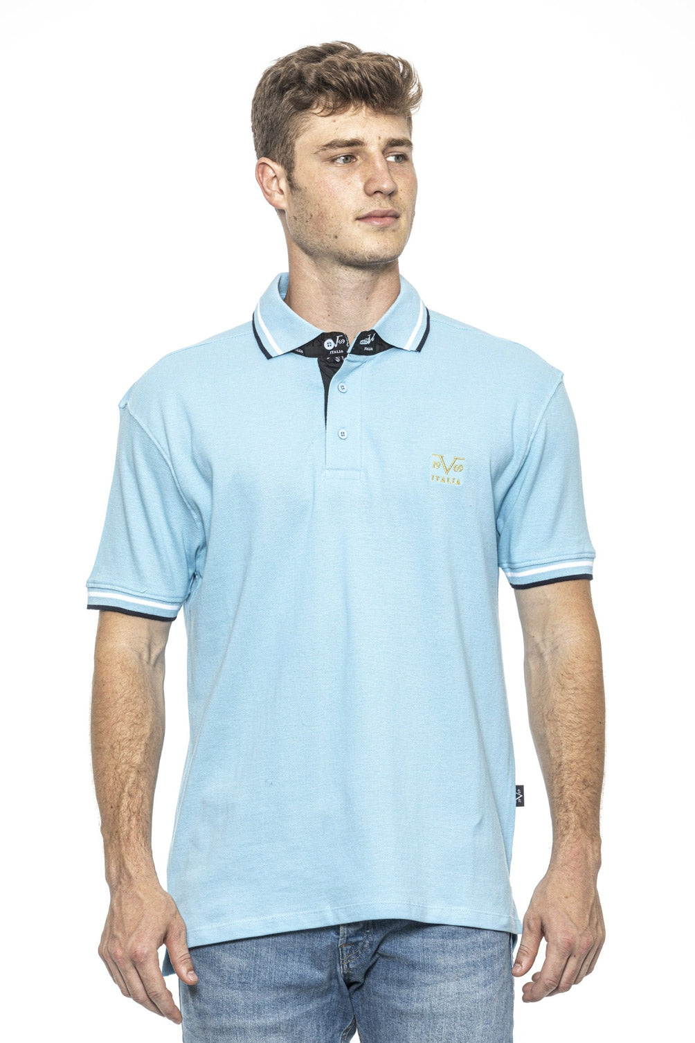 19V69 Italia Polo Uomo Blu RETRO AZZURRO