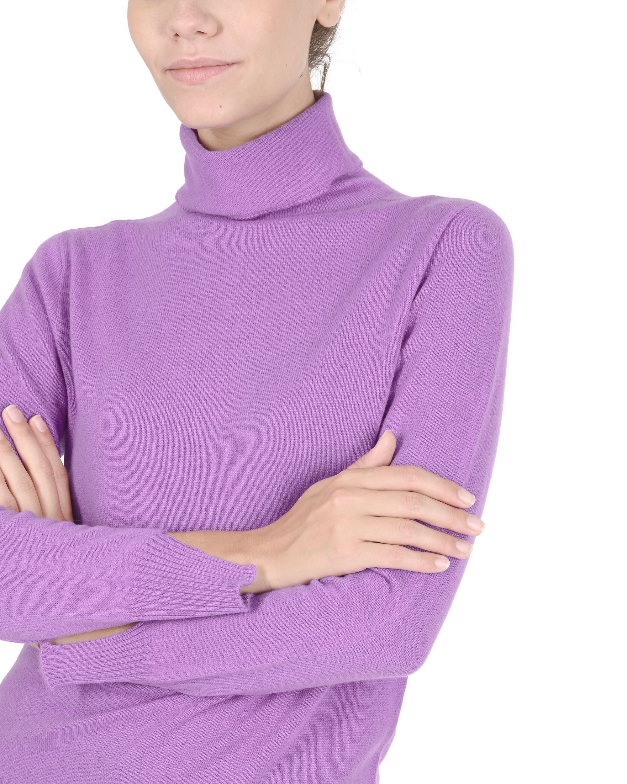 Maglione dolcevita da donna in cashmere Crown of Edinburgh COE 0023 LAVANDA