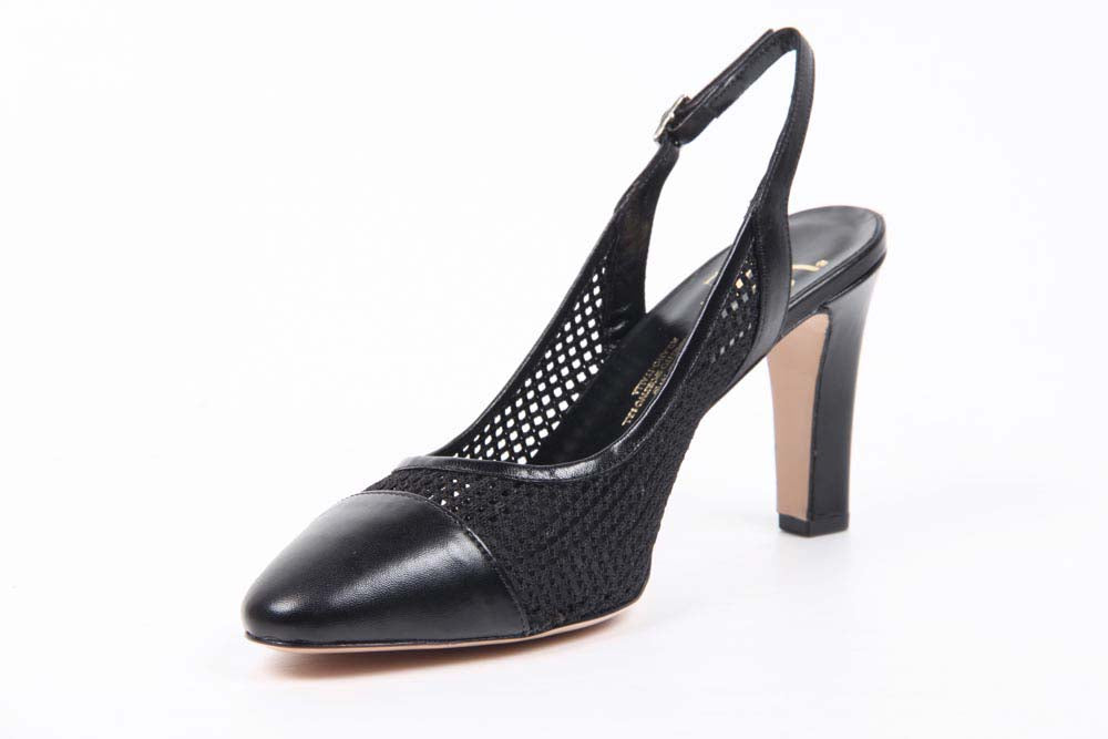 Décolleté Slingback da Donna V 1969 Italia 5512 LAU85 TES RETE NEW RODI NERO
