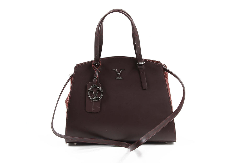 V 1969 Italia Womens Handbag V016-S RUGA STAMPATO BORDEAUX