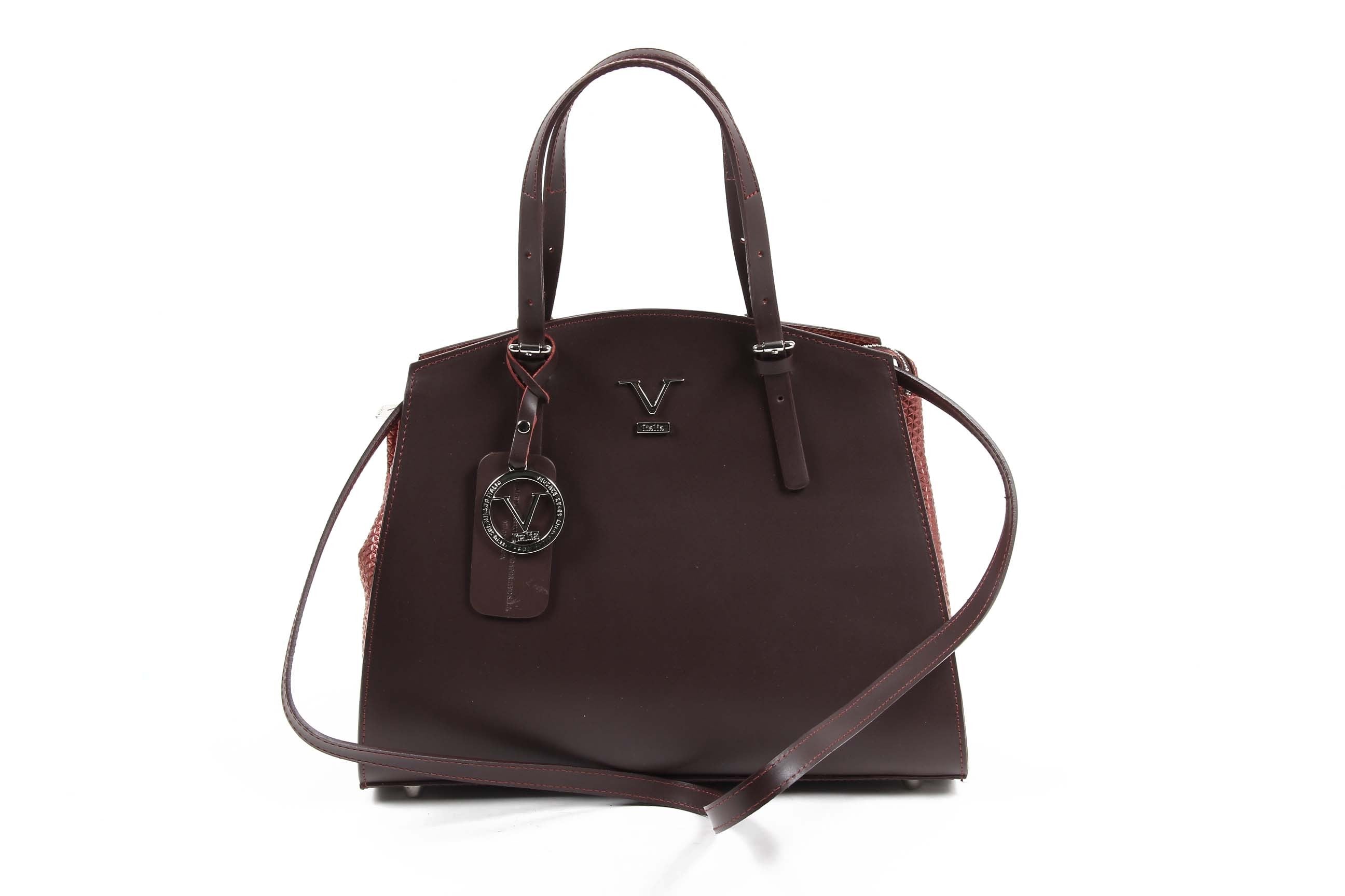 V 1969 Italia Womens Handbag V016-S RUGA STAMPATO BORDEAUX