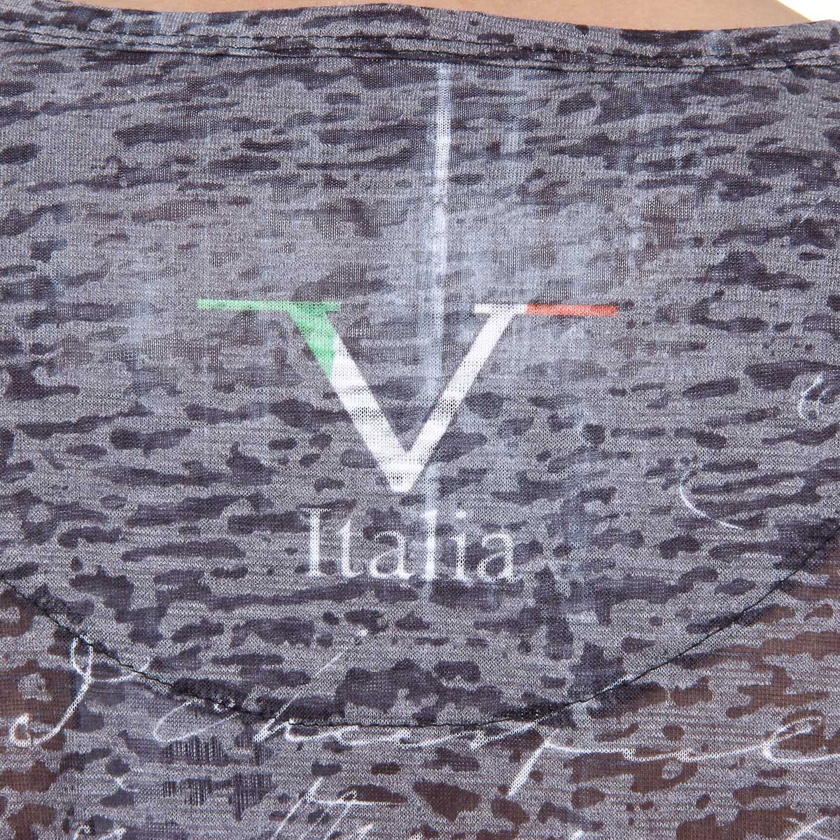 V 1969 Italia T-shirt da uomo a maniche corte con scollo a V, nera JACOB