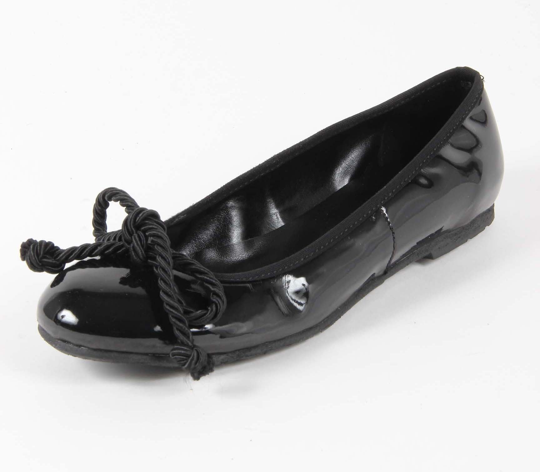 V 1969 Italia Ballerina da donna E08 VERNICE NERO CORDA