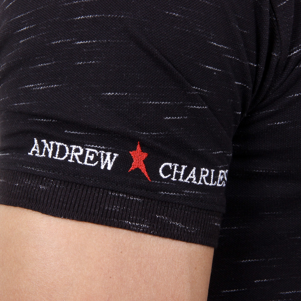 Andrew Charles Polo da uomo a maniche corte nera RYAN