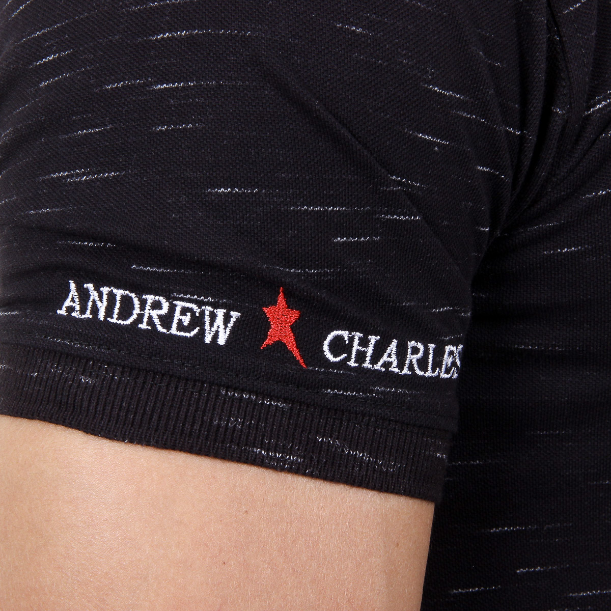 Andrew Charles Polo da uomo a maniche corte nera RYAN