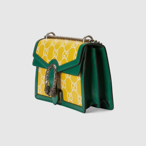 Borsa a tracolla Gucci GG Leather Dionysus verde giallo