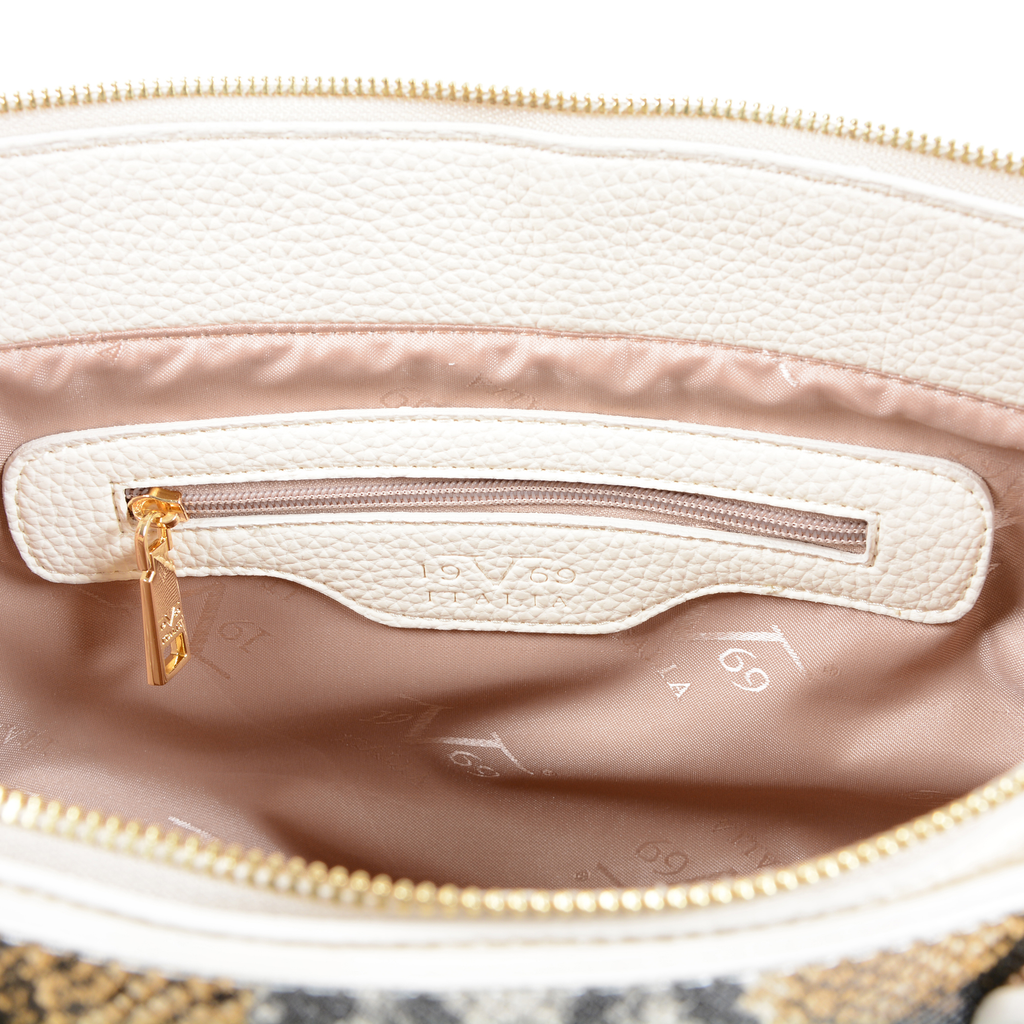 19V69 Italia Borsa da donna Beige 8003 PYTHON CREAM
