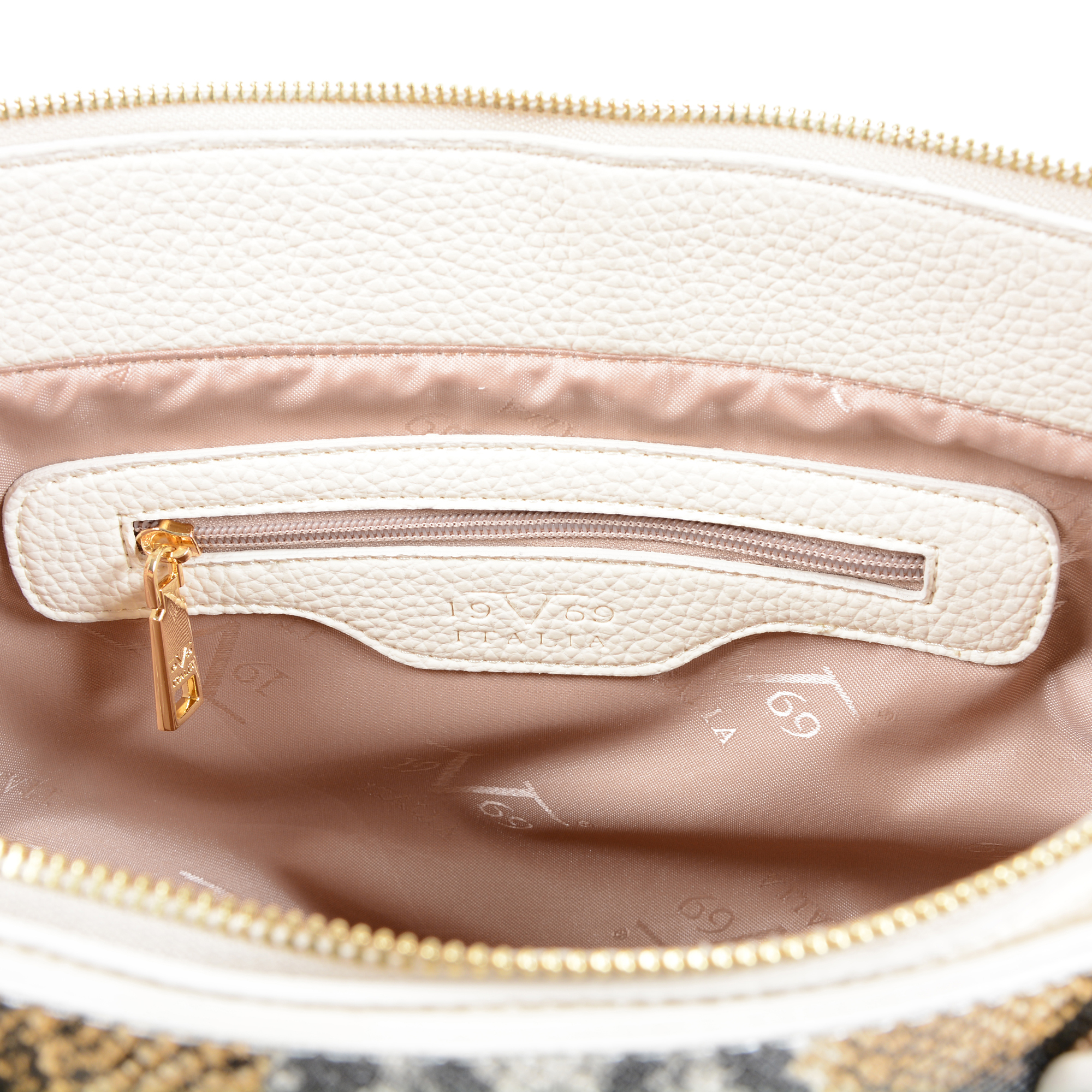 19V69 Italia Borsa da donna Beige 8003 PYTHON CREAM