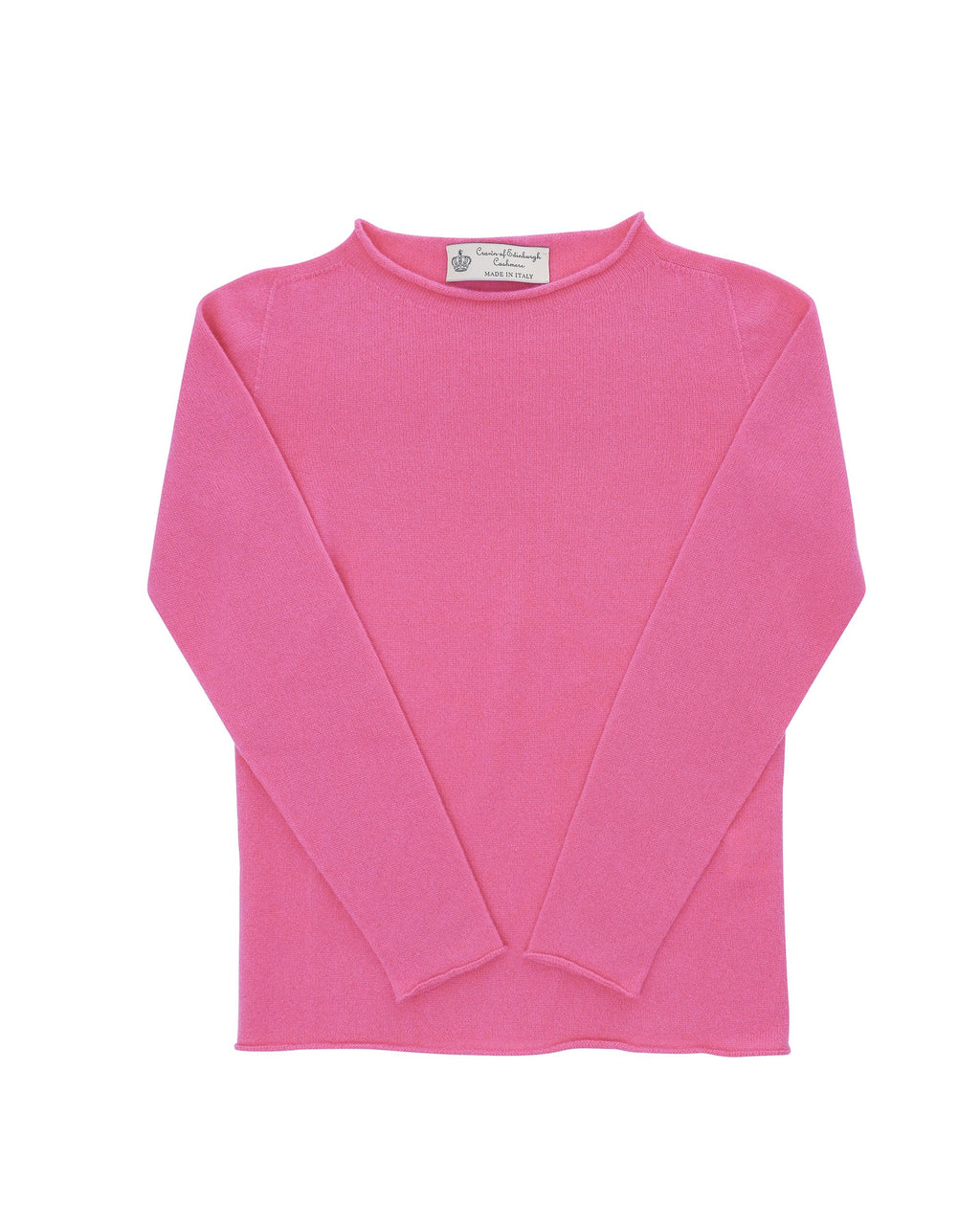 Maglione da donna in cashmere con scollo a barca Crown of Edinburgh COE 0025 FUSCHIA