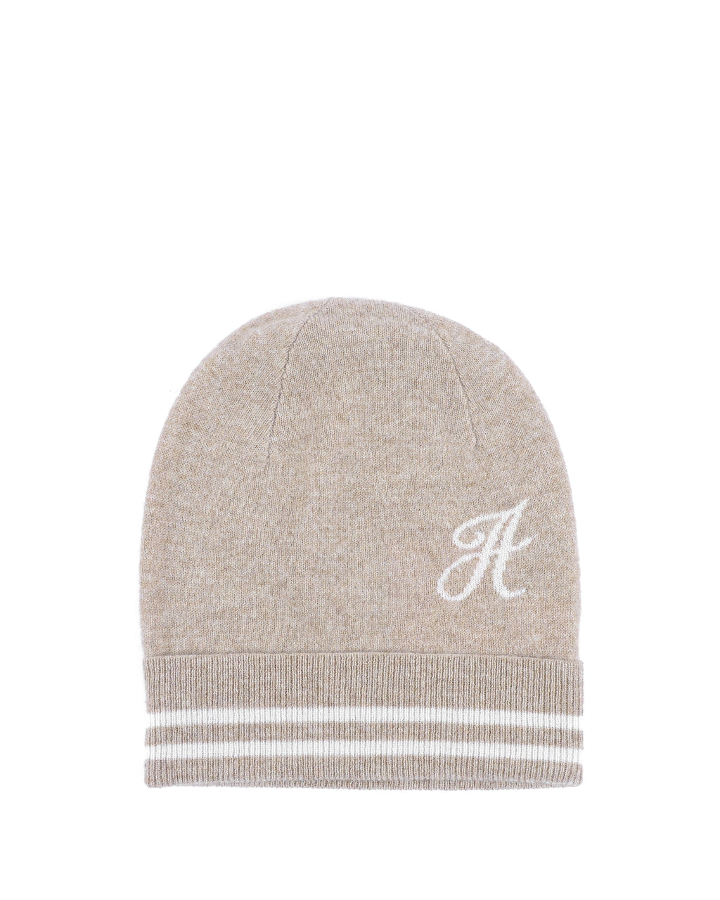 Berretto in cashmere con monogramma - Cammello