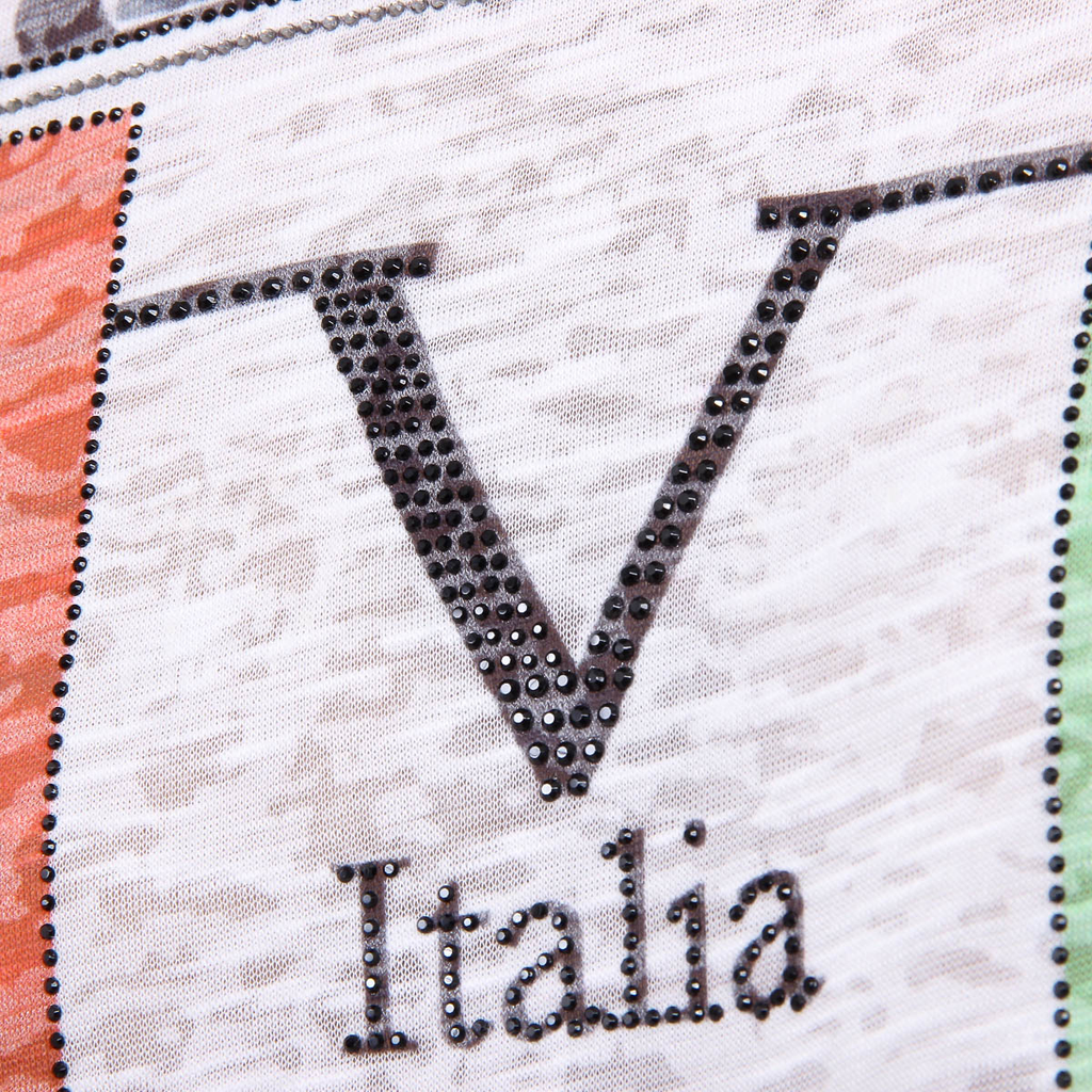 V 1969 Italia T-shirt da uomo a maniche corte con scollo rotondo multicolore OWEN