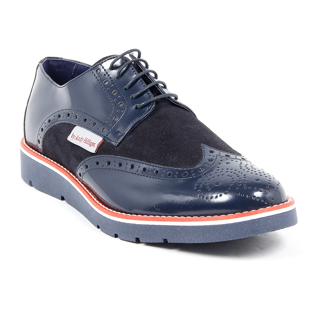 Scarpe Oxford brogue da uomo Andrew Charles 914 ABRASIVATO CAMOSCIO BLEU