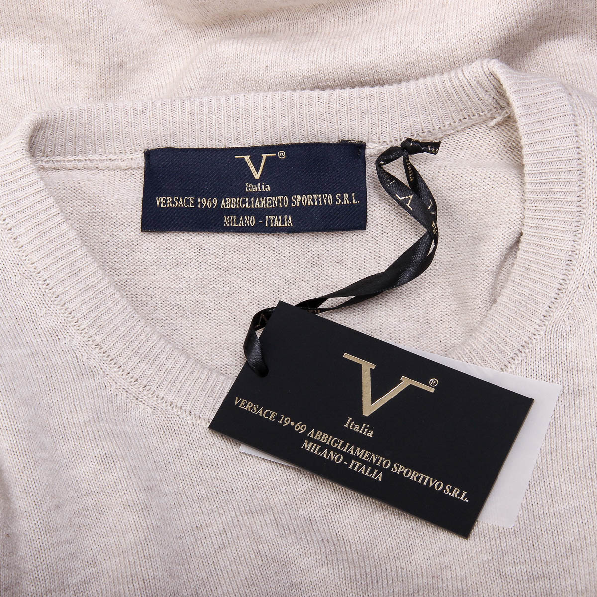 V 1969 Italia Maglione da uomo a maniche lunghe con scollo tondo