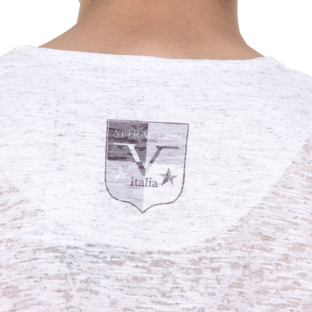 V 1969 Italia T-shirt da uomo a maniche corte con scollo a V, bianca ALEXANDER