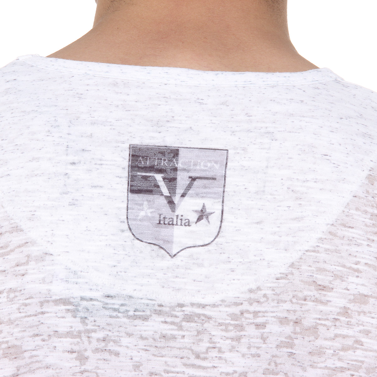 V 1969 Italia T-shirt da uomo a maniche corte con scollo a V, bianca ALEXANDER