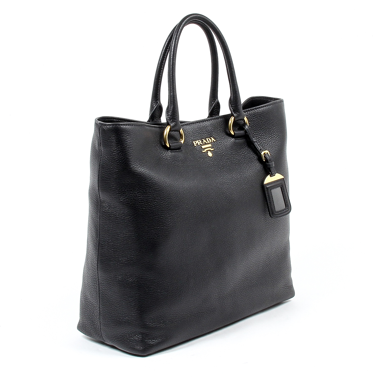 Borsa shopper Prada Vitello Phenix in pelle nera
