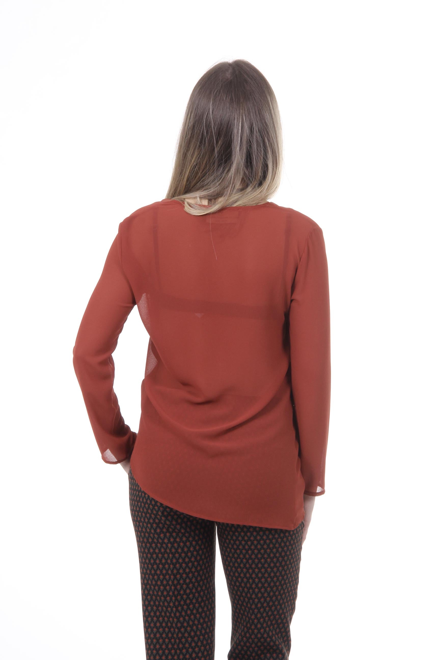 Maglia da donna V 1969 Italia CAMICIA BASILEA TESS. GEORGETTE MATTONE
