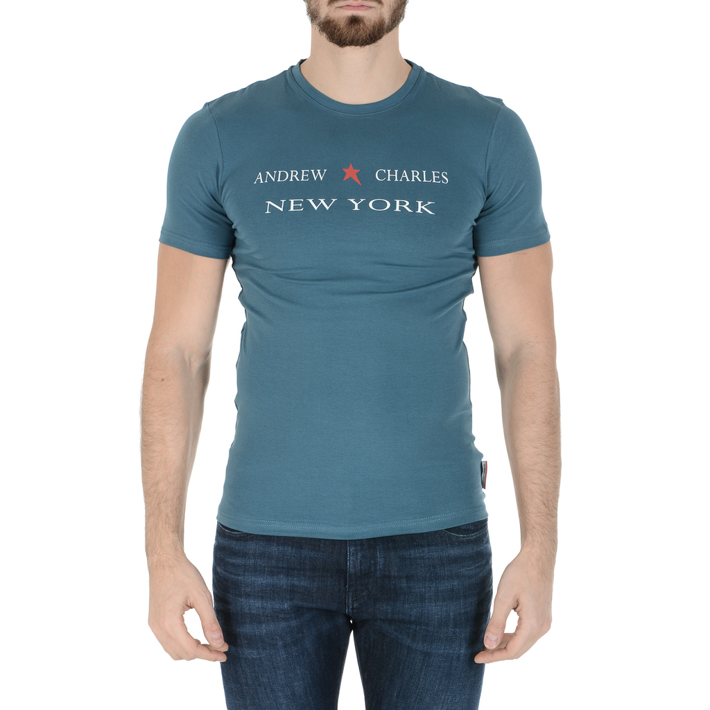 Andrew Charles T-shirt da uomo a maniche corte con scollo rotondo verde KEITA
