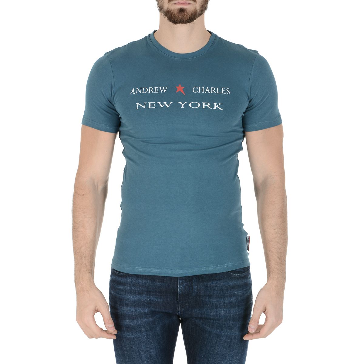 Andrew Charles T-shirt da uomo a maniche corte con scollo rotondo verde KEITA